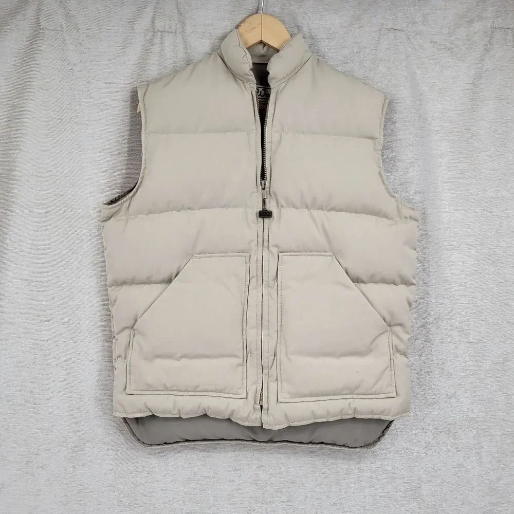 Walls Vintage Blizzard Pruf USA Beige Goose Down Vest Size Quilted Puffer